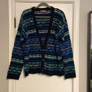 Vintage Concrete Mix Cardigan Sweater Textured "Coogi" Style 3 Button Size M